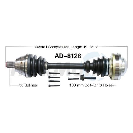 Surtrack Axle Cv Axle Shaft, Ad-8126 AD-8126